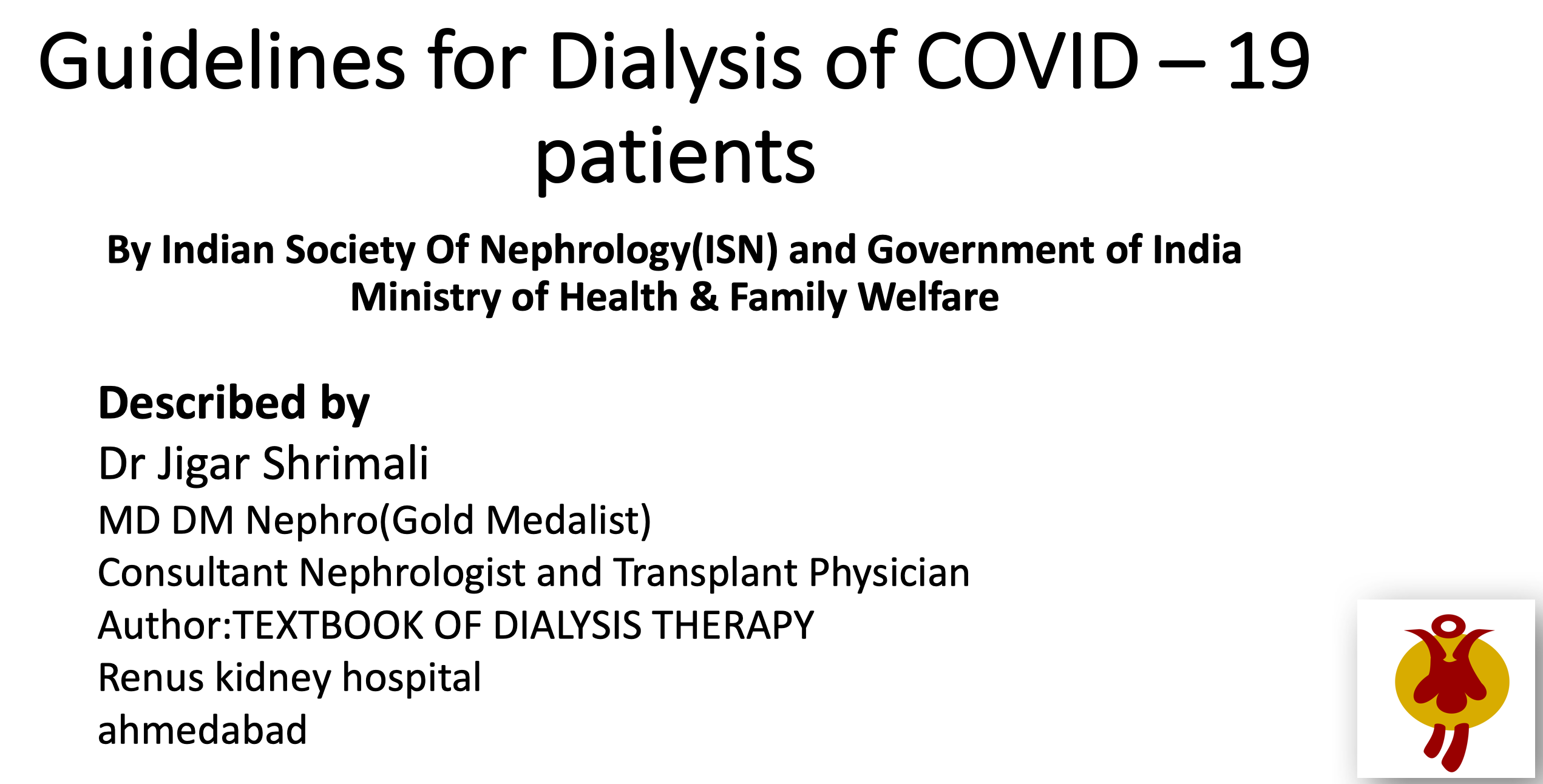 Guidelines for dialysis of covid 19 patients by isn and mohfw 
